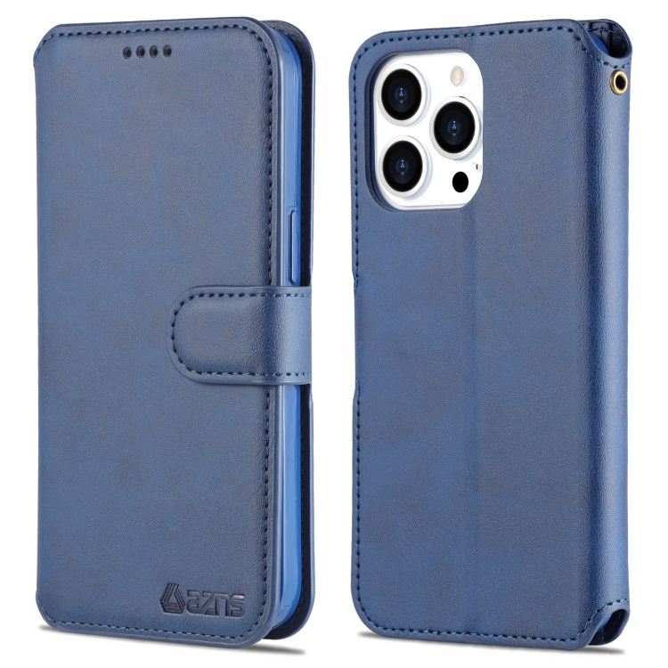 

For iPhone 14 Pro AZNS Calf Texture Flip Leather Phone Case(Blue)