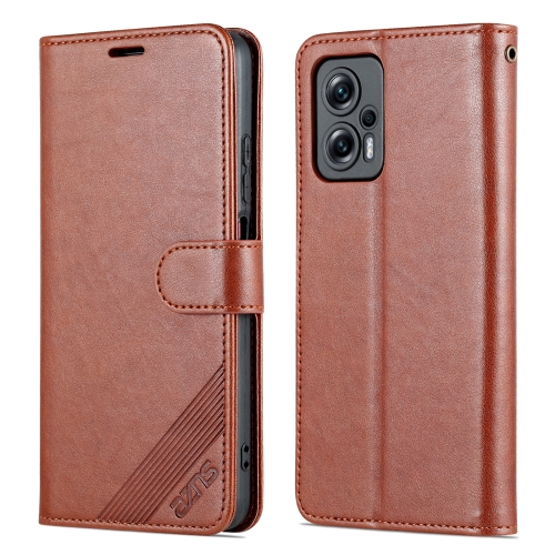 

For Xiaomi Redmi Note 11T Pro / Poco X4 GT AZNS Sheepskin Texture Flip Leather Phone Case(Brown)