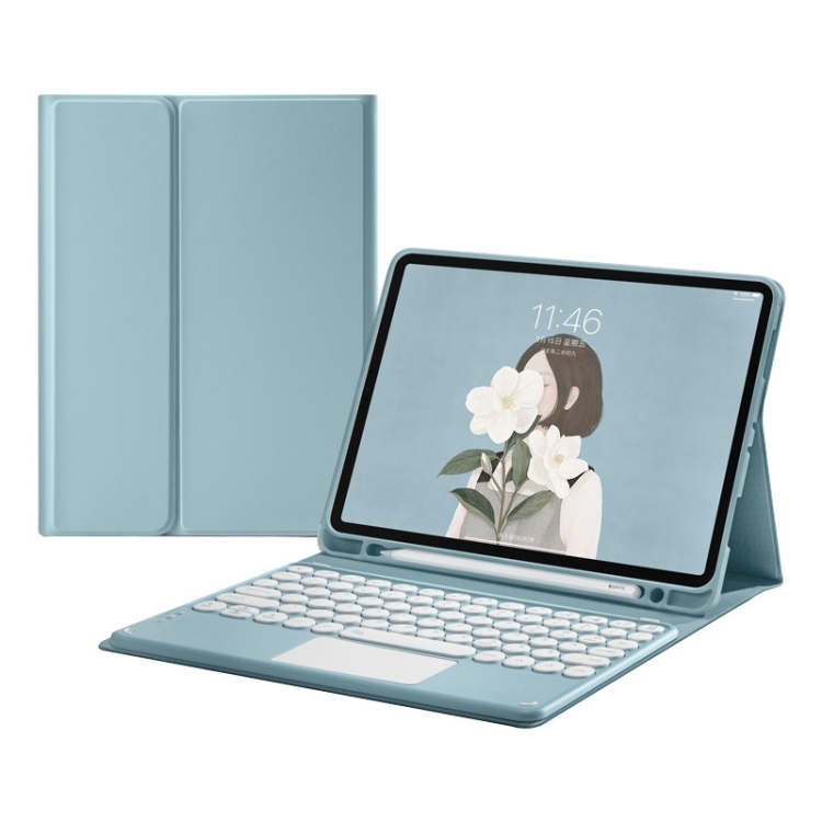 

Round Cap Bluetooth Keyboard Leather Case with Pen Slot & Touchpad For Samsung Galaxy Tab A7 10.4 2020(Blue)