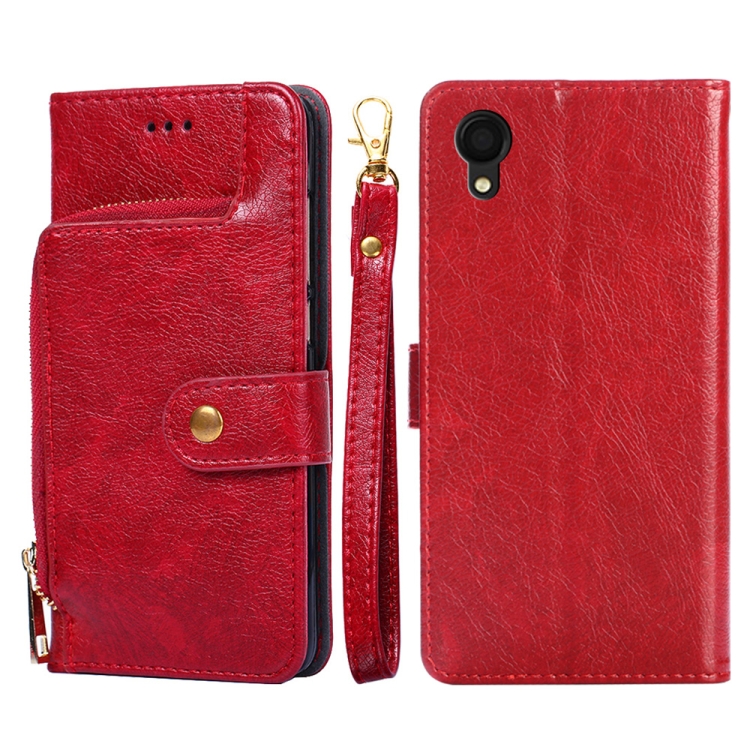 

For Samsung Galaxy A22 5G JP Version Zipper Bag PU + TPU Horizontal Flip Leather Phone Case(Red)