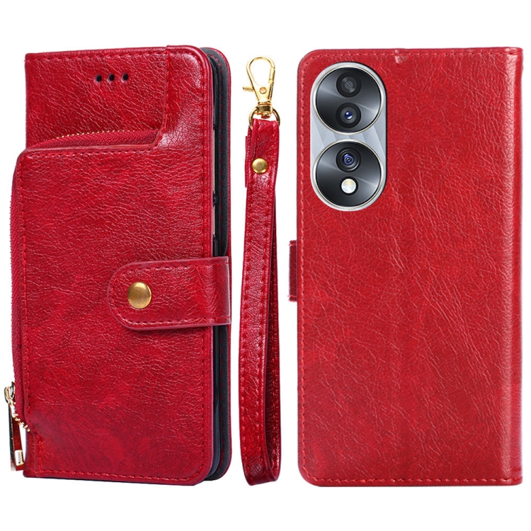 

For Honor 70 Zipper Bag PU + TPU Horizontal Flip Leather Phone Case(Red)