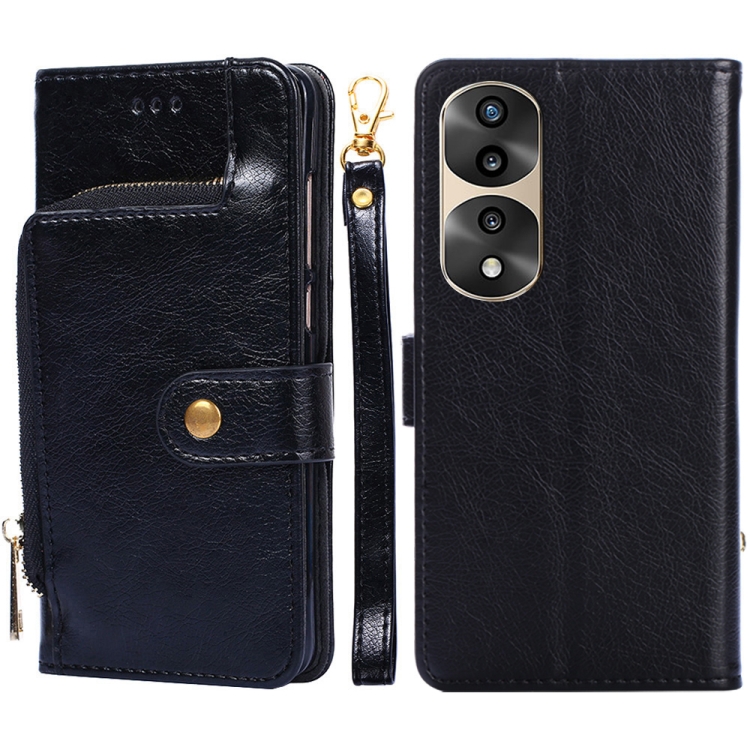 

For Honor 70 Pro/70 Pro+ Zipper Bag PU + TPU Horizontal Flip Leather Phone Case(Black)