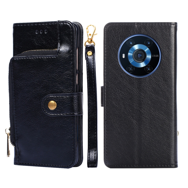 

For Honor Magic3 Zipper Bag PU + TPU Horizontal Flip Leather Phone Case(Black)