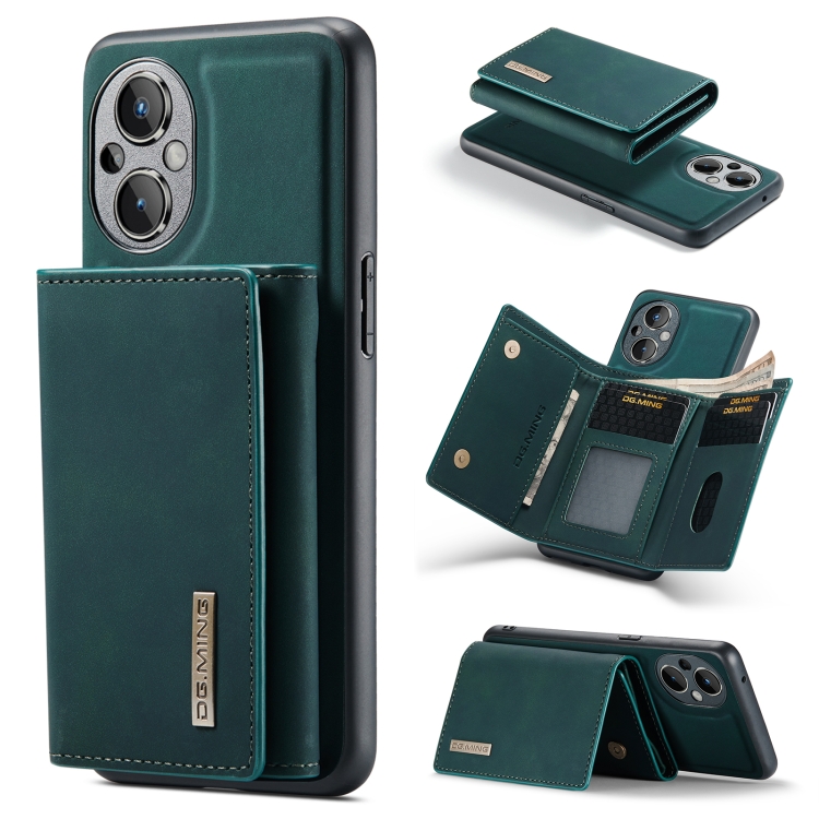 

For OnePlus Nord N20 5G DG.MING M1 Series 3-Fold Multi Card Wallet + Magnetic Phone Case(Green)