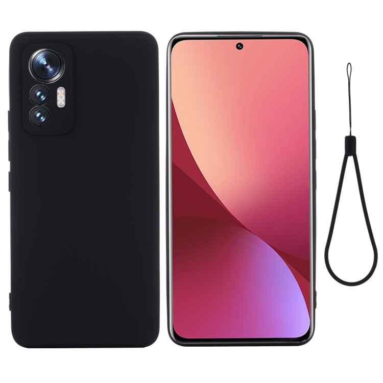 

For Xiaomi 12 Lite Solid Color Liquid Silicone Full Coverage Phone Case(Black)