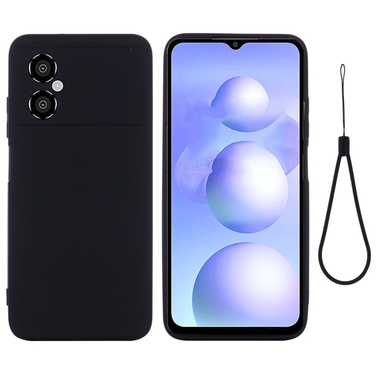 

For Xiaomi Poco M4 5G Solid Color Liquid Silicone Full Coverage Phone Case(Black)
