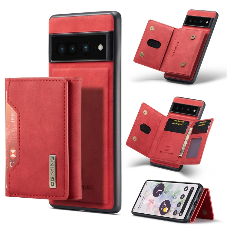 

For Google Pixel 7 Pro 5G DG.MING M2 Series 3-Fold Multi Card Bag Phone Case(Red)