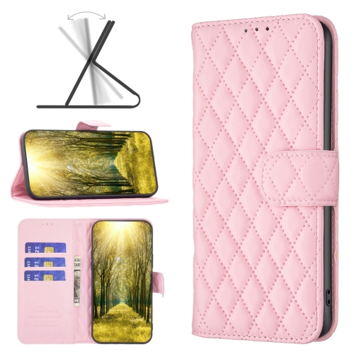 

For Xiaomi Redmi 9A Diamond Lattice Wallet Leather Flip Phone Case(Pink)