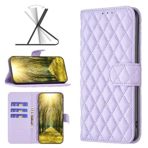 

For Xiaomi Mi 11 Lite Diamond Lattice Wallet Leather Flip Phone Case(Purple)