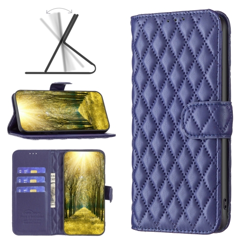 

For Xiaomi Poco M3 Pro/Redmi Note 10 5G/10T 5G Diamond Lattice Wallet Leather Flip Phone Case(Blue)