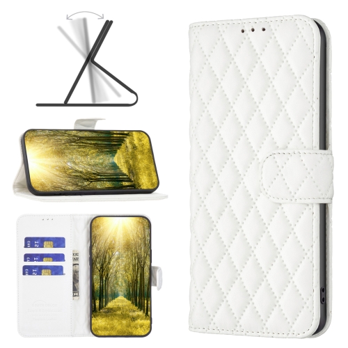 

For Xiaomi Poco X3 / X3 NFC Diamond Lattice Wallet Leather Flip Phone Case(White)
