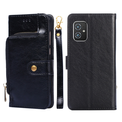 

For Asus ZenFone 8 ZS590KS Zipper Bag PU + TPU Horizontal Flip Leather Phone Case(Black)