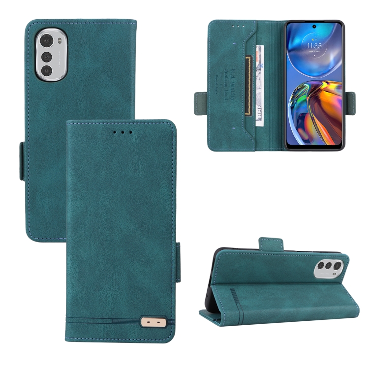 

For Motorola Moto E32 4G Magnetic Clasp Leather Phone Case(Green)