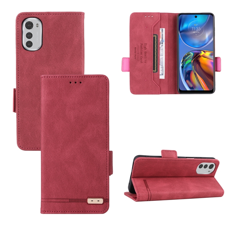 

For Motorola Moto E32 4G Magnetic Clasp Leather Phone Case(Red)