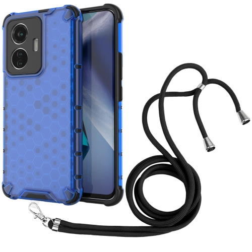 

For vivo T1 44W Lanyard Honeycomb Phone Case(Blue)