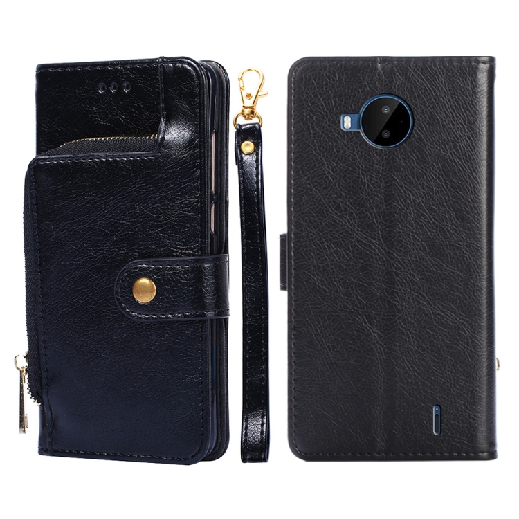 

For Nokia C20 Plus Zipper Bag PU + TPU Horizontal Flip Leather Phone Case(Black)