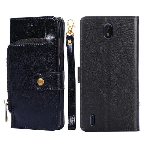 

For Nokia C01 Plus/C1 2nd Edition Zipper Bag PU + TPU Horizontal Flip Leather Phone Case(Black)