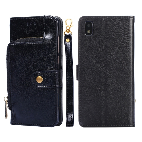 

For ZTE Blade L210 Zipper Bag PU + TPU Horizontal Flip Leather Phone Case(Black)