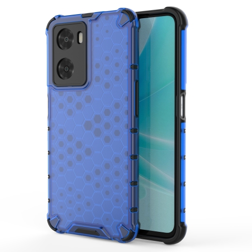 

For OPPO A57 4G Global Honeycomb Phone Case(Blue)
