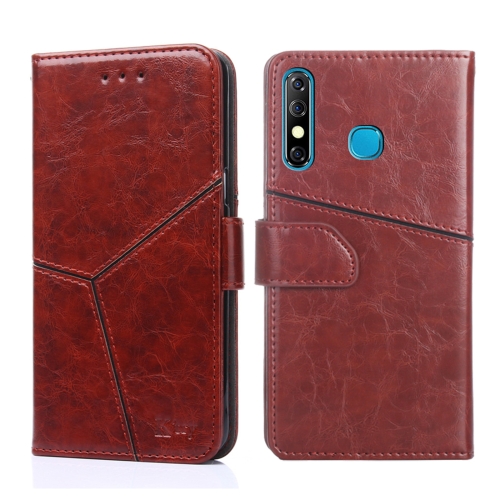 

For Infinix Hot 8 / Hot 8 Lite Geometric Stitching Horizontal Flip Leather Phone Case(Dark Brown)