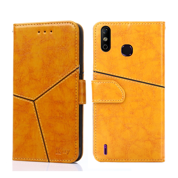 

For Infinix Smart 4 X653 Geometric Stitching Horizontal Flip Leather Phone Case(Yellow)