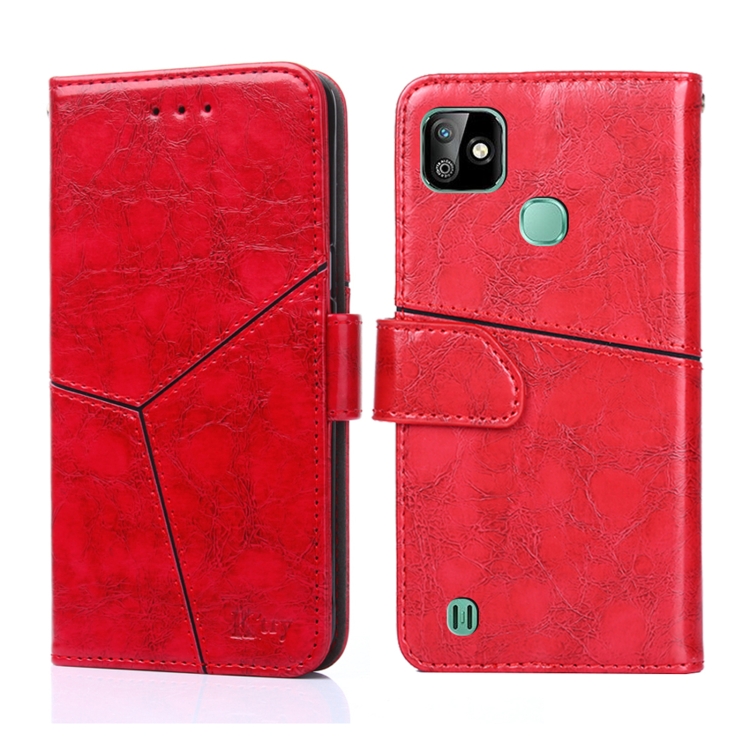 

For Infinix Smart HD 2021 X612 Geometric Stitching Horizontal Flip Leather Phone Case(Red)
