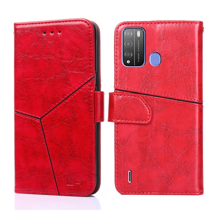 

For Itel Vision 1 Pro Geometric Stitching Horizontal Flip Leather Phone Case(Red)