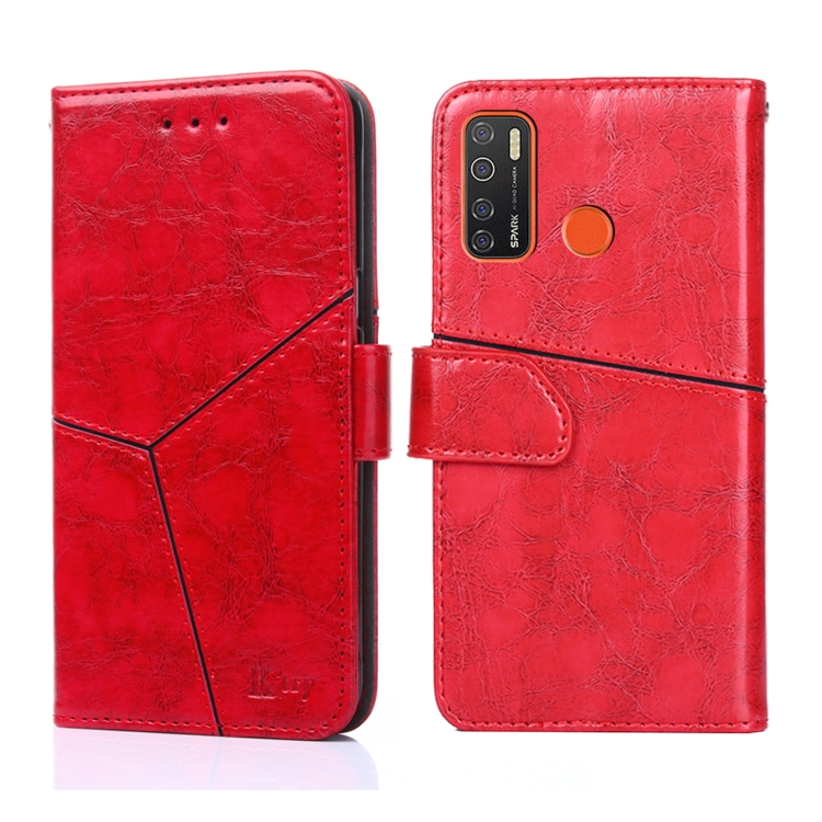 

For Tecno Camon 15 CD7/ Camon 15 Air Geometric Stitching Horizontal Flip Leather Phone Case(Red)
