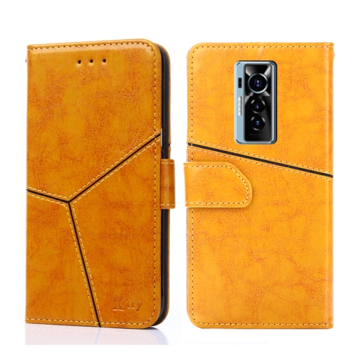 

For Tecno Phantom X Geometric Stitching Horizontal Flip Leather Phone Case(Yellow)