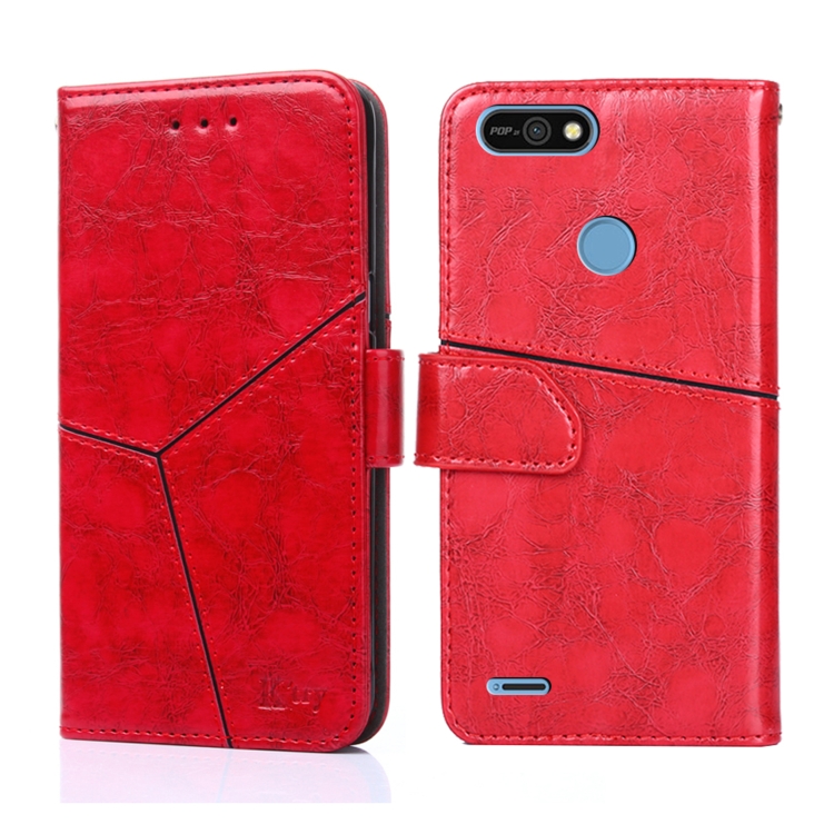 

For Tecno POP 2 / POP 2F / POP 2 Pro Geometric Stitching Horizontal Flip Leather Phone Case(Red)