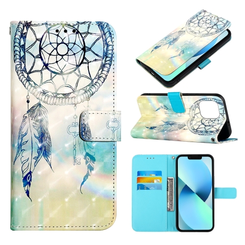 

For iPhone 14 Plus 3D Painting Horizontal Flip Leather Phone Case (Dream Wind Chimes)