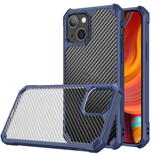 

Carbon Fiber Acrylic Shockproof Phone Case For iPhone 14(Blue)