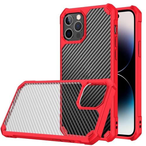 

Carbon Fiber Acrylic Shockproof Phone Case For iPhone 14 Pro Max(Red)