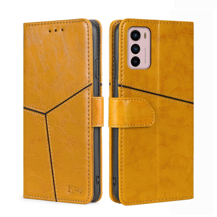 

For Motorola Moto G42 4G Geometric Stitching Horizontal Flip Leather Phone Case(Yellow)