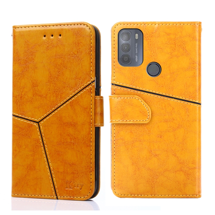 

For Motorola Moto G50 Geometric Stitching Horizontal Flip Leather Phone Case(Yellow)