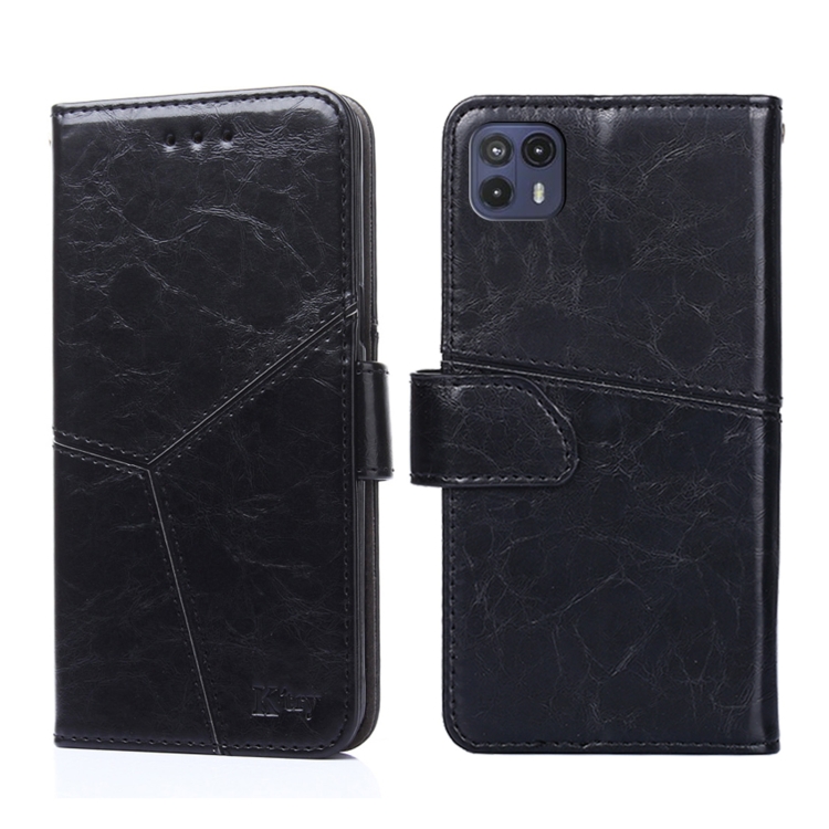 

For Motorola Moto G50 5G Geometric Stitching Horizontal Flip Leather Phone Case(Black)
