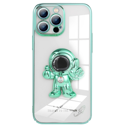 

Electroplating PC Astronaut Magnetic Holder Phone Case For iPhone 13 Pro(Green)