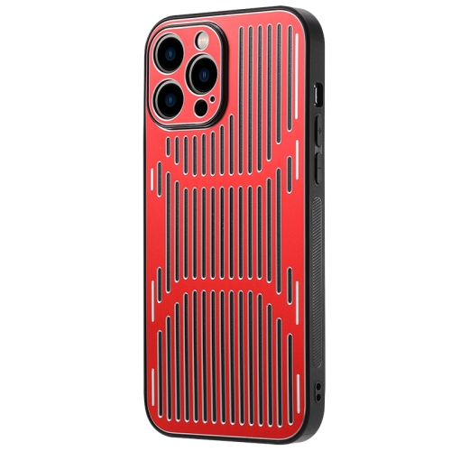 

Hollow Heat Dissipation Metal Phone Case For iPhone 13 Pro Max(Red)