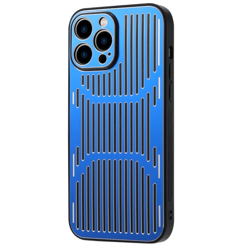 

For iPhone 13 Hollow Heat Dissipation Metal Phone Case(Sierra Blue)