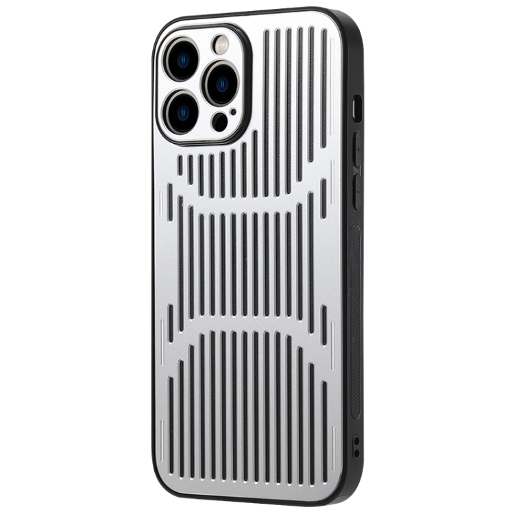 

Hollow Heat Dissipation Metal Phone Case For iPhone 12 Pro Max(Silver)