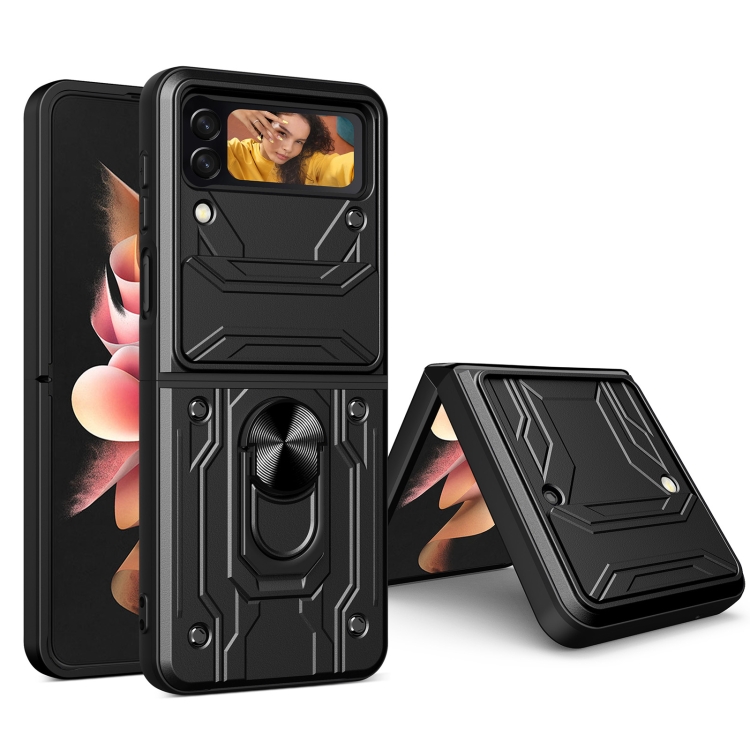 

For Samsung Galaxy Z Flip4 Sliding Camshield Card Phone Case(Black)
