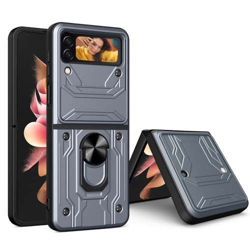 

For Samsung Galaxy Z Flip4 Sliding Camshield Card Phone Case(Grey)
