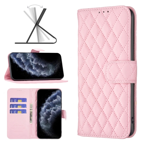 

Diamond Lattice Wallet Leather Flip Phone Case For iPhone 11 Pro(Pink)