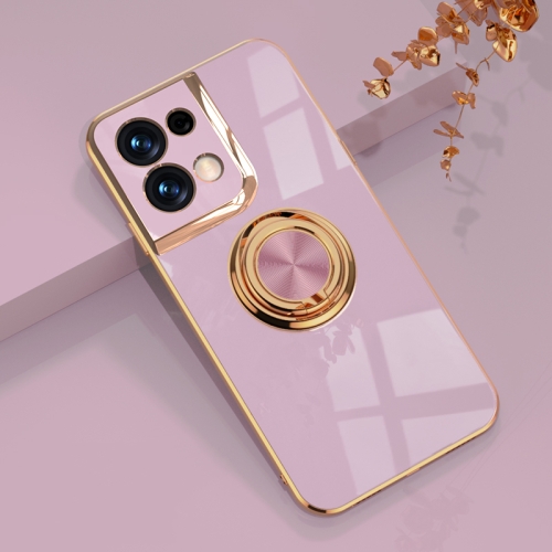 

For OPPO Reno8 Pro Electroplated Silicone Phone Case with Ring(Light Purple)