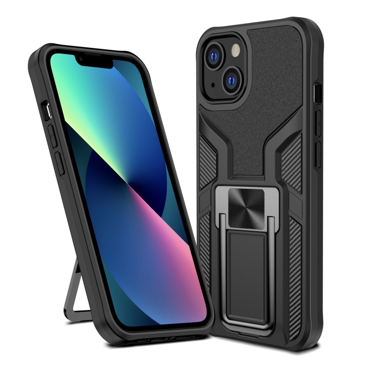 

Armor 2 in 1 PC + TPU Magnetic Shockproof Case with Foldable Holder For iPhone 14 Max(Black)