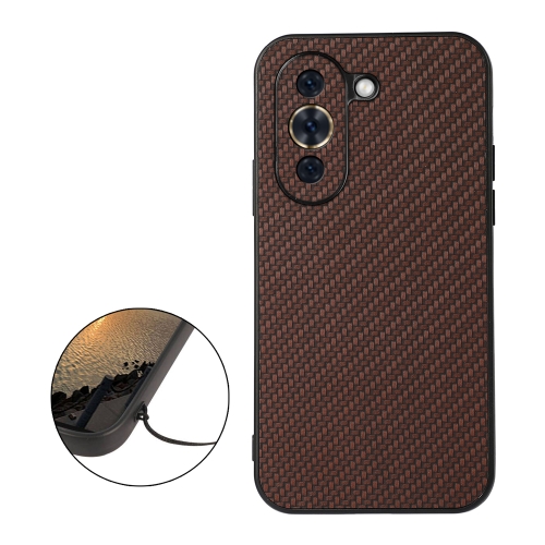 

For Huawei nova 10 Accurate Hole Carbon Fiber Texture Shockproof Phone Case(Brown)
