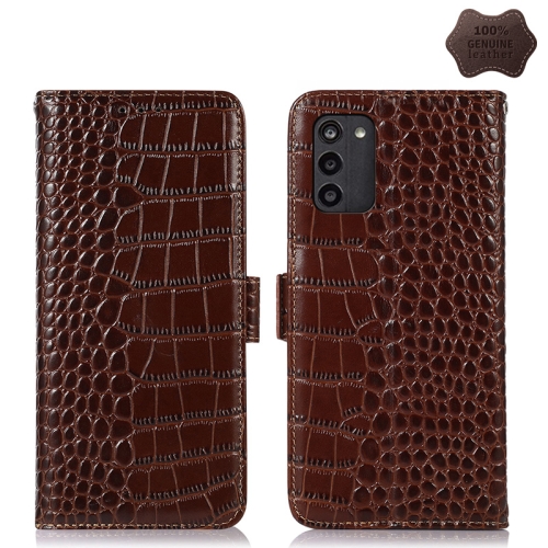 

For Nokia G100 Crocodile Top Layer Cowhide Leather Phone Case(Brown)