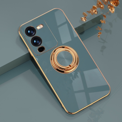 

For vivo S15 Pro Electroplated Silicone Phone Case with Ring(Grey)