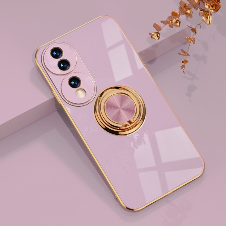 

For Honor 70 Electroplated Silicone Phone Case with Ring(Light Purple)