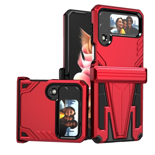 

For Samsung Galaxy Z Flip4 Super V Armor Kickstand Shockproof Phone Case(Red)